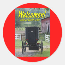 OHCA101.Amish Buggie - Holmes Co OH. Round Sticker