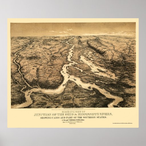 Ohio and Mississippi River Map 1861 Print
