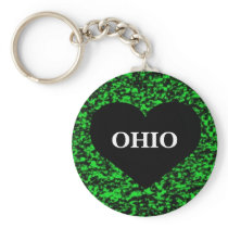 Ohio Heart Green Key Chains