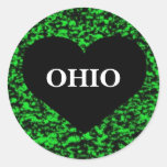 Ohio Heart Green Round Sticker