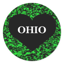Ohio Heart Green Round Sticker