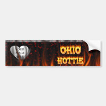 Ohio Hottie fire and red marble heart. Bumper Stickers