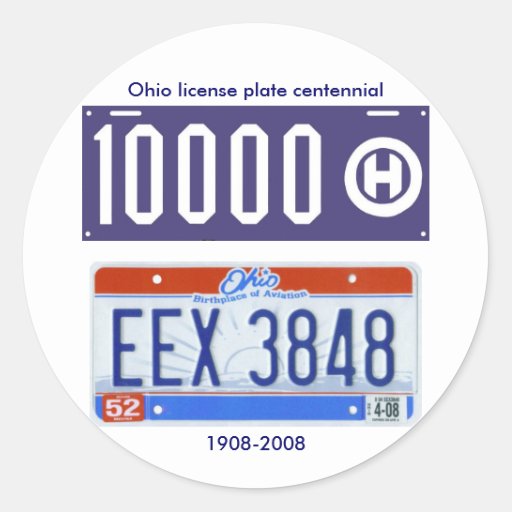 Ohio license plate centennial classic round sticker Zazzle