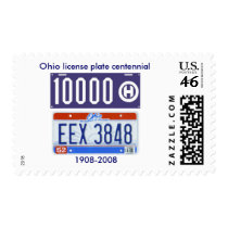 Ohio license plate centennial stamp