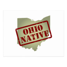 Ohio Native Stamped on Map Post Cards