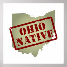 Ohio Native Stamped on Map Poster