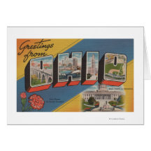 Ohio (State Capital/Flower) - Large Letter Scene Greeting Cards