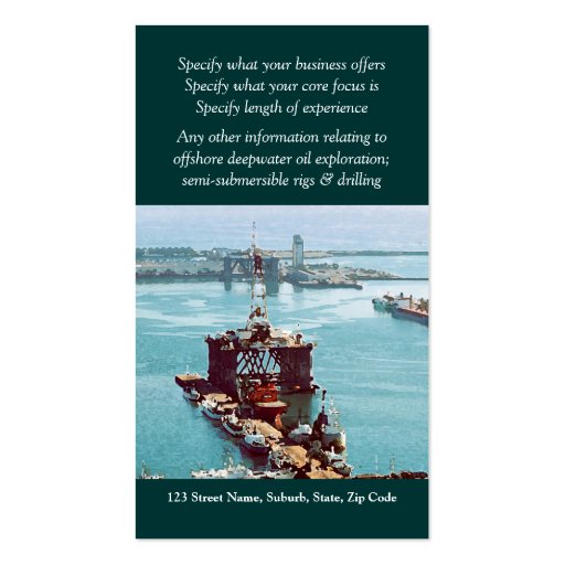 Oil drilling rig watercolor customizable business cards (back side)