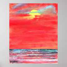 oil modern beach painting art print abstract