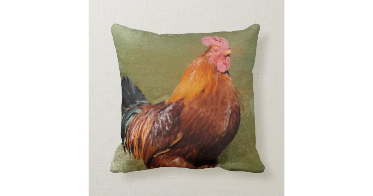 Oil Painted Chicken Throw Pillow Zazzle