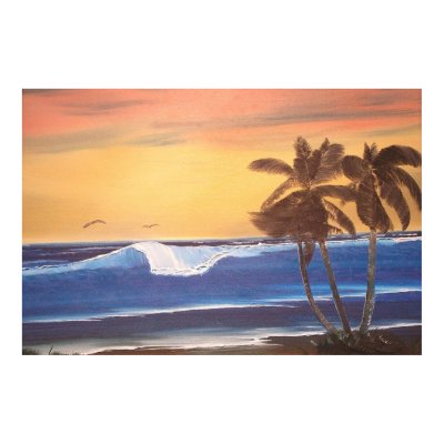 Oil Painting of Sunset Skies over Hawaiian Sea Print by Karedesign4