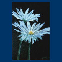 oil painting of white daisy flowers modern art stationery