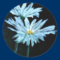 oil painting of white daisy flowers modern art stickers