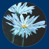 oil painting of white daisy flowers modern art stickers