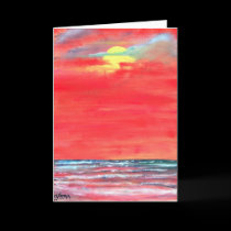oil painting seascape beach art greeting card