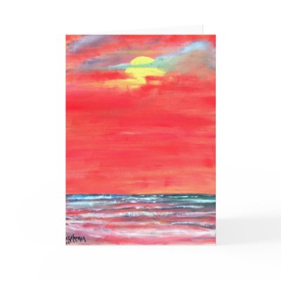 oil painting seascape beach art greeting card by dereklovessheila