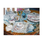 oil painting still life china tea set dinnerware postcard