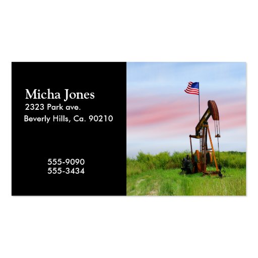 Oil Pump With American Flag Business Cards