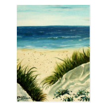 oil sand dunes beach art  painting postcards