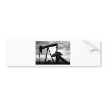 Oil Well Pump Jack Black and White Bumper Sticker