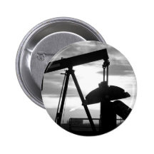 Oil Well Pump Jack Black and White Pin