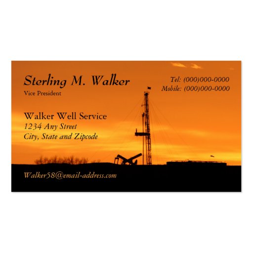 Oilfield Workover Service Rig Silhouette Business Card