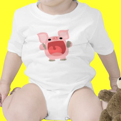 "OINK!!!" Cute Cartoon Pig Baby Apparel Shirt by Lioness_Graphics