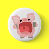 "OINK!!!" Cute Cartoon Pig Buttonne Badge