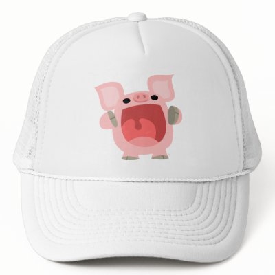 "OINK!!!" Cute Cartoon Pig Hat by Lioness_Graphics