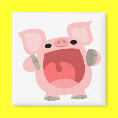 "OINK!!!" Cute Cartoon Pig Magnet by Lioness_Graphics