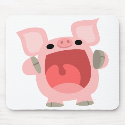 "OINK!!!" Cute Cartoon Pig Mousepad by Lioness_Graphics