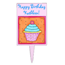 OIrange Pink Cupcake Cake Pick Personalized cake picks