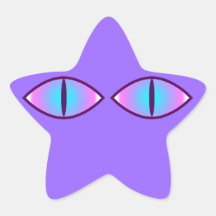 Ojos de gato del gatito pegatina forma de estrella personalizada