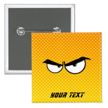 Ojos enojados amarillo-naranja pin