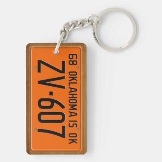 Oklahoma 1968 Vintage License Plate Keychain Rectangle Acrylic Keychain