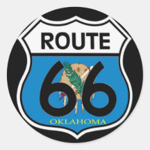 Oklahoma flag Route 66 Shield Round Sticker