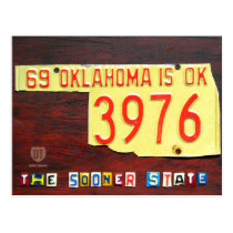 Oklahoma License Plate Map Postcard postcards