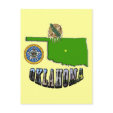 Oklahoma Map, seal and Picture Text Post Cards
