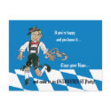 Oktoberfest Blue Party Invitation Postcard by zooogle Oktoberfest Blue Party Invitation Postcard