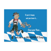Oktoberfest Blue Party Invitation Postcard