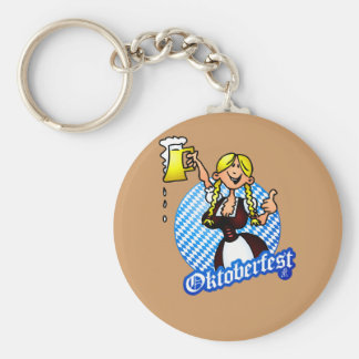 Oktoberfest - girl in a dirndl basic round button keychain