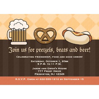 Oktoberfest Invitations Beer Mug Pretzel Hot Dog invites