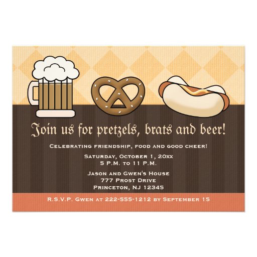 Oktoberfest Invitations Beer Mug Pretzel Hot Dog (front side)