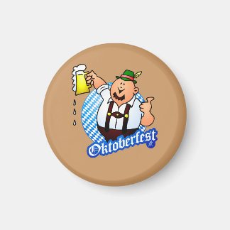 Oktoberfest - man in lederhosen 1 inch round magnet