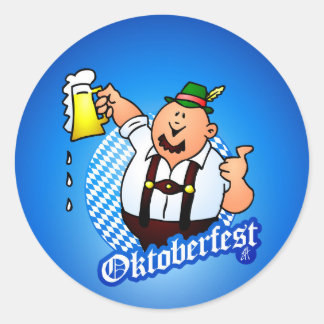 Oktoberfest - man in lederhosen classic round sticker