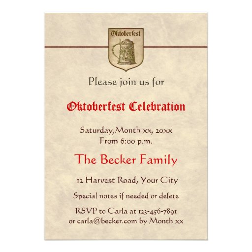 Oktoberfest Party Custom Announcement