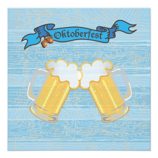 Oktoberfest Party Invitation on old wood backgroun
