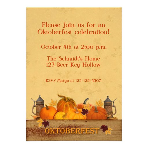Oktoberfest, Pumpkins, Beer Steins Personalized Invite