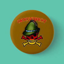 Oktoberfest Skull and Crossbones Design buttons