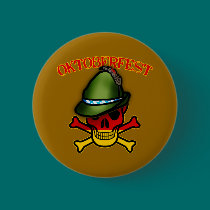 Oktoberfest Skull and Crossbones Design buttons